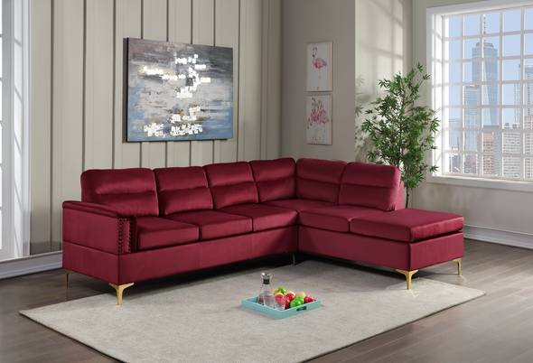 Vogue Red Velvet Sectional - Luna Furniture