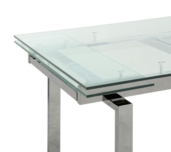 Wexford Glass Top Dining Table with Extension Leaves Chrome - 106281 - Luna Furniture