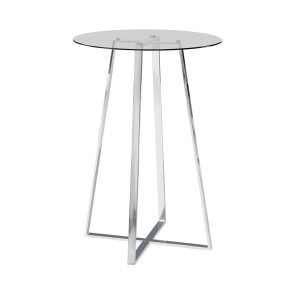 Zanella Glass Top Bar Table Chrome - 100026 - Luna Furniture